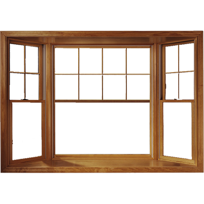Brown Andersen 400 series bay window with grilles.